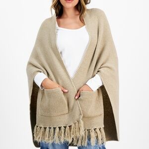On 34th Women's Solid Whipstitch Edge Wrap, Created for Macy's - Oat